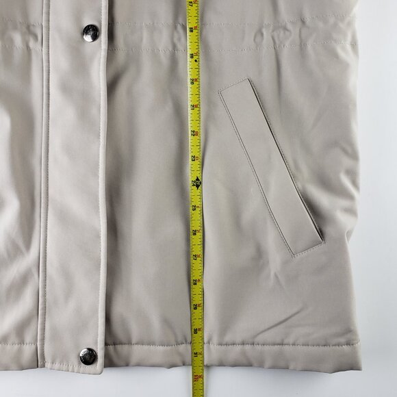 Liz Claiborne M Mid Length Water Resist Rain Anorak Coat Tan Excellent Condition - Picture 14 of 16